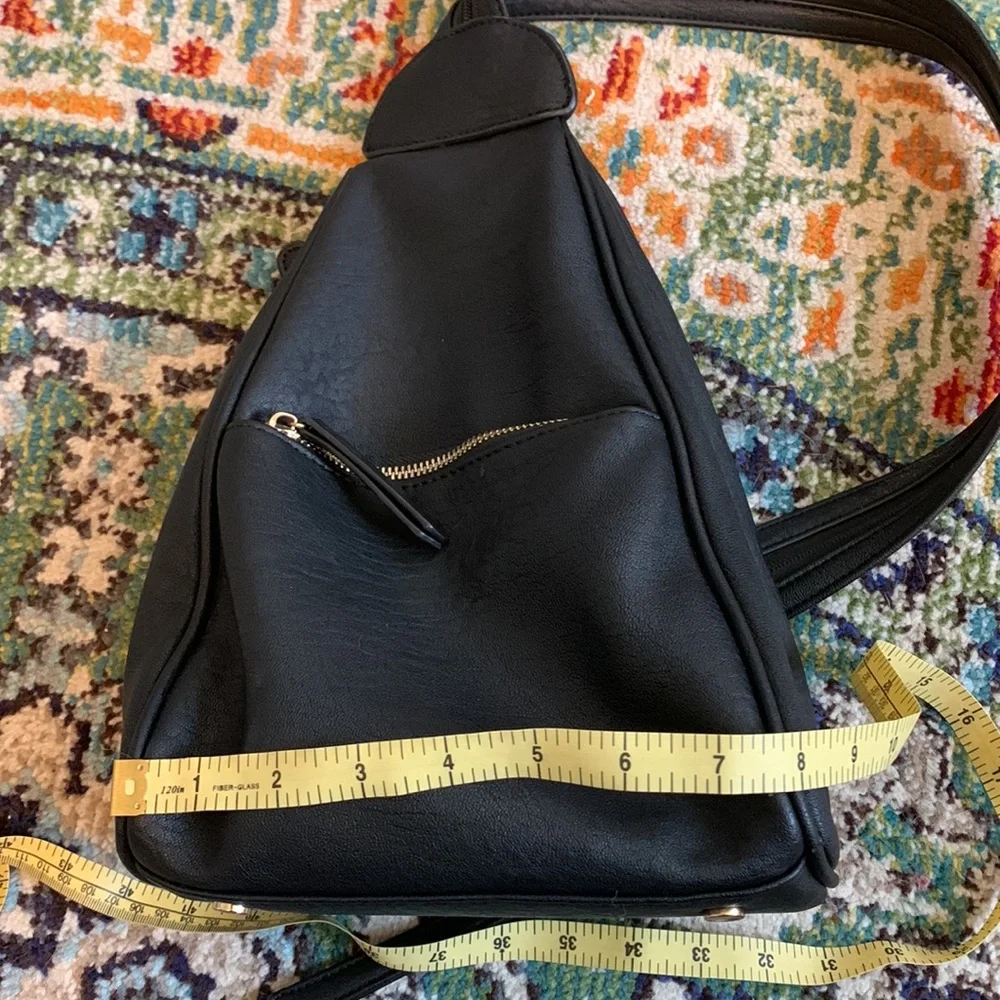 Faux leather black convertible crossbody/mini backpack purse - Picture 11 of 11